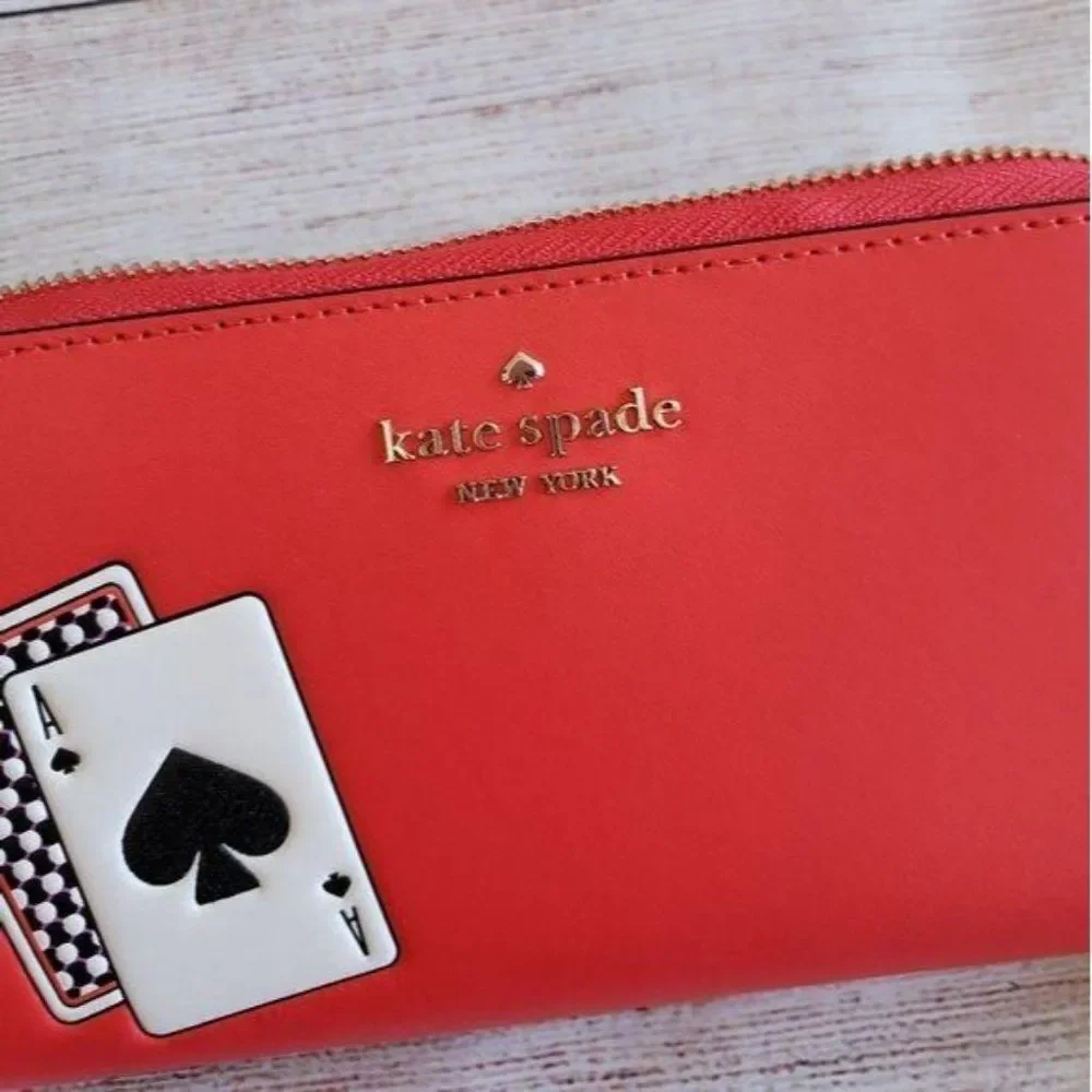 Kate Spade Lucky Draw Large Continental Zip Around Leather Wallet Casino Theme